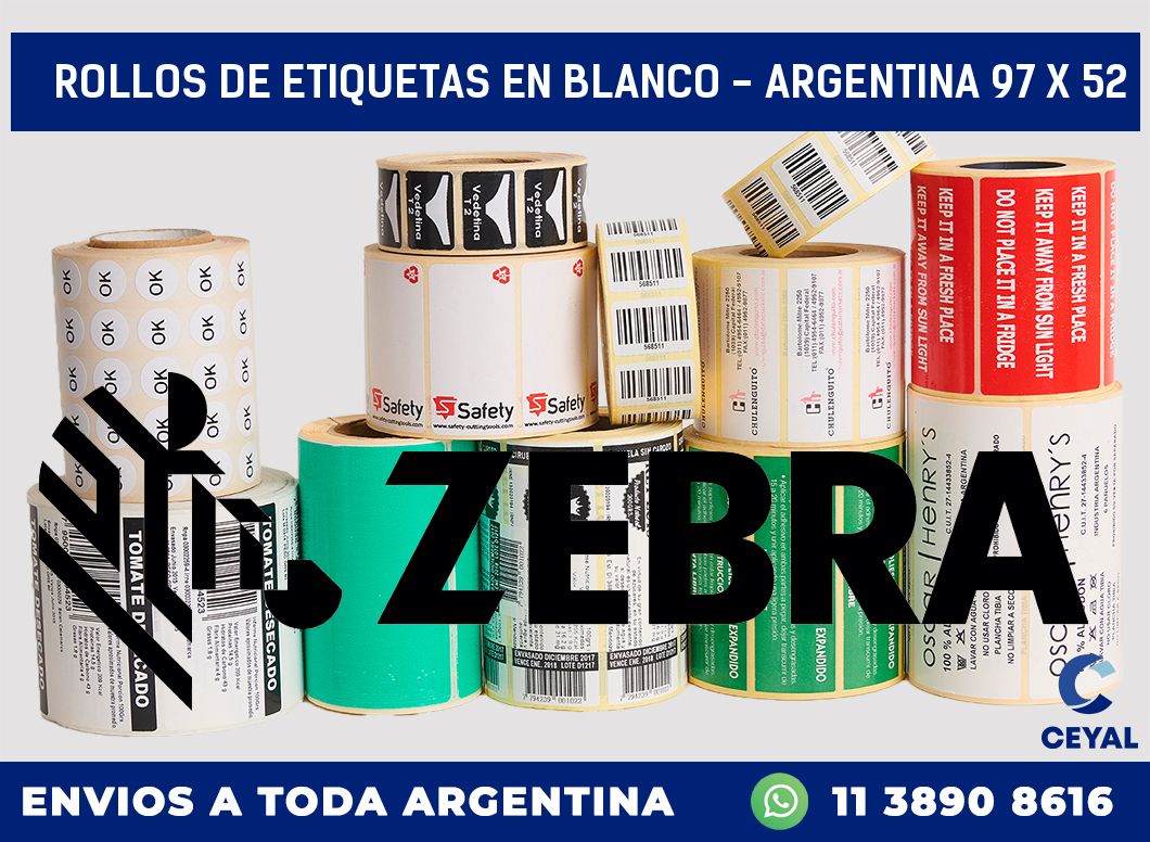 Rollos de etiquetas en blanco – Argentina 97 x 52
