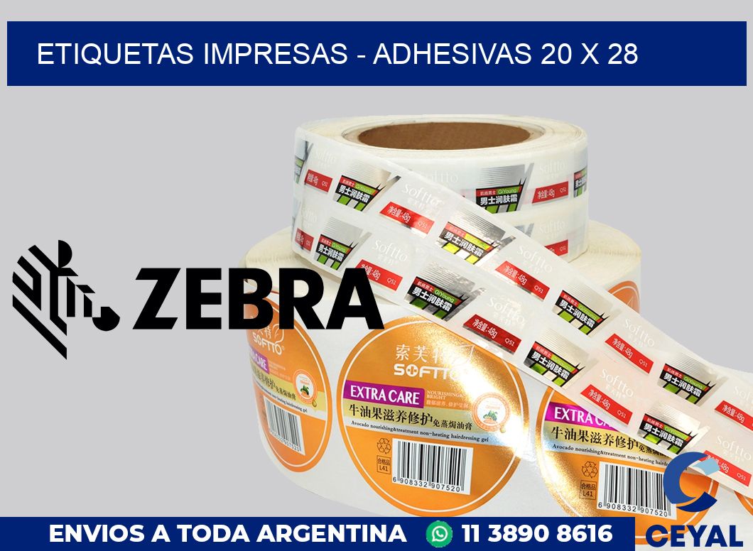 etiquetas impresas - Adhesivas 20 x 28