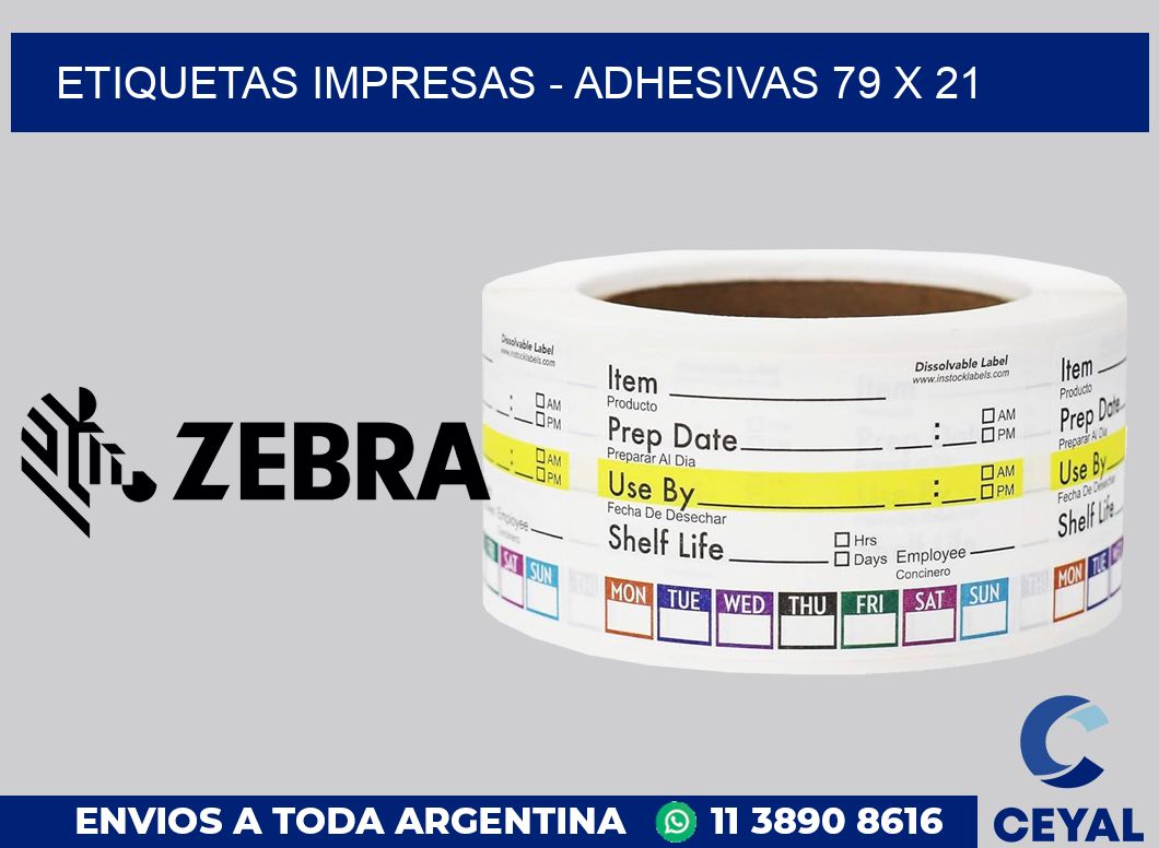 etiquetas impresas - Adhesivas 79 x 21