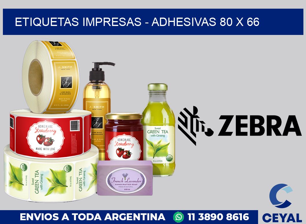 etiquetas impresas - Adhesivas 80 x 66
