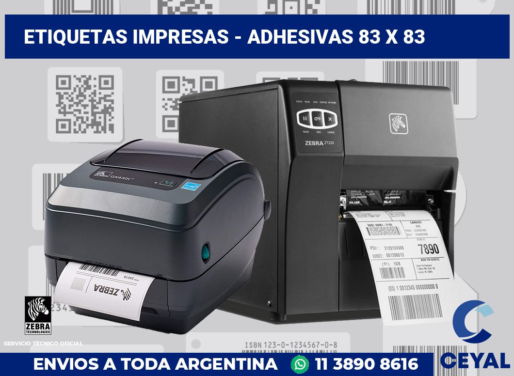 etiquetas impresas - Adhesivas 83 x 83