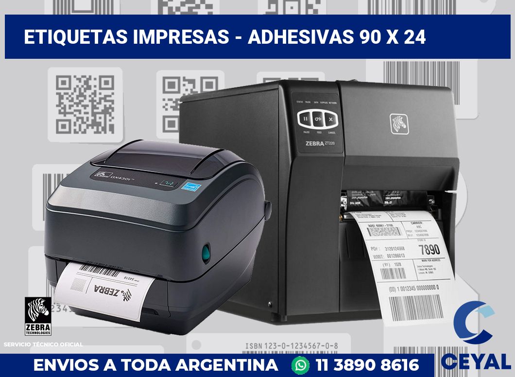 etiquetas impresas - Adhesivas 90 x 24