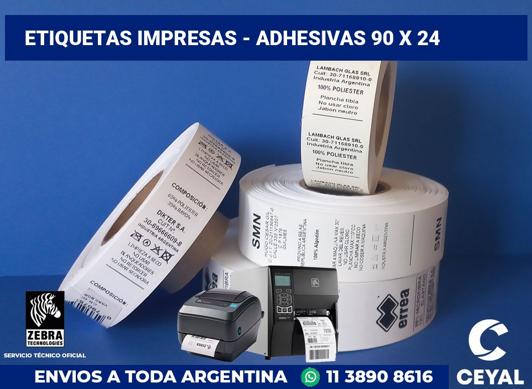 etiquetas impresas – Adhesivas 90 x 24