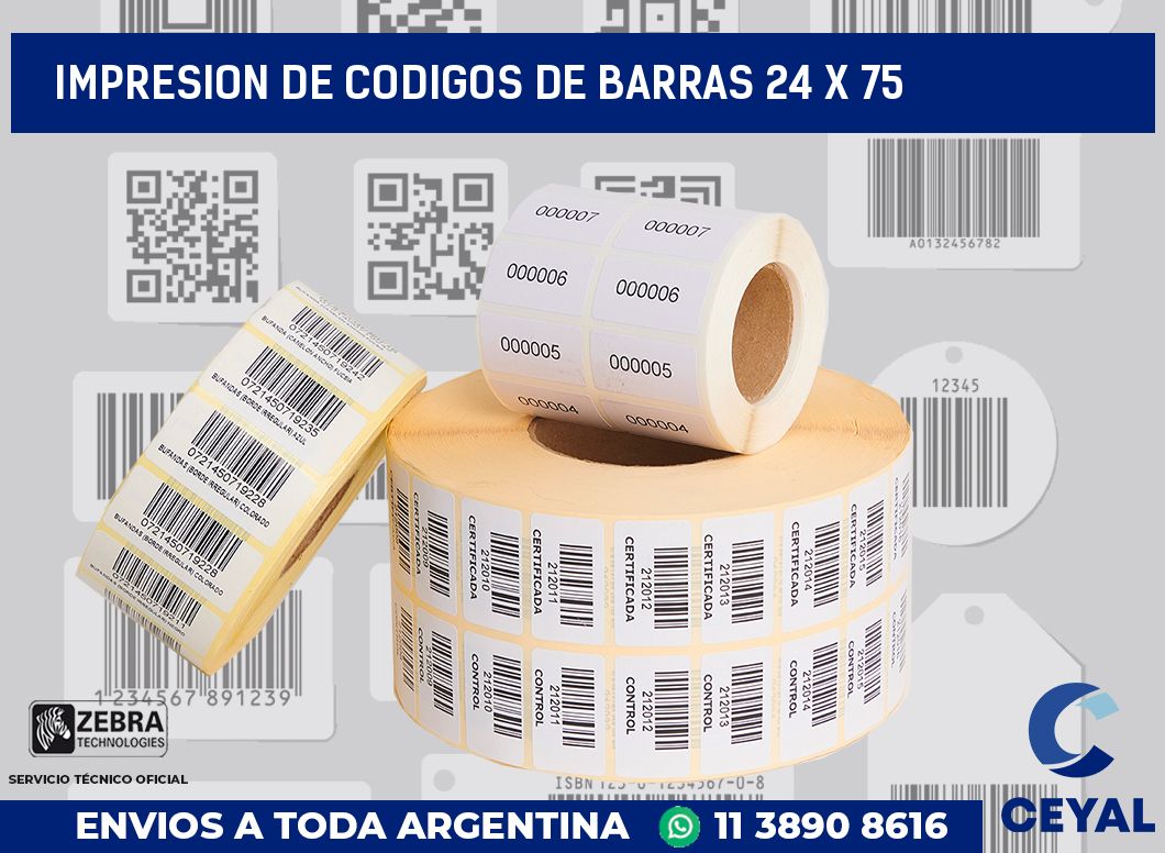 impresion de codigos de barras 24 x 75