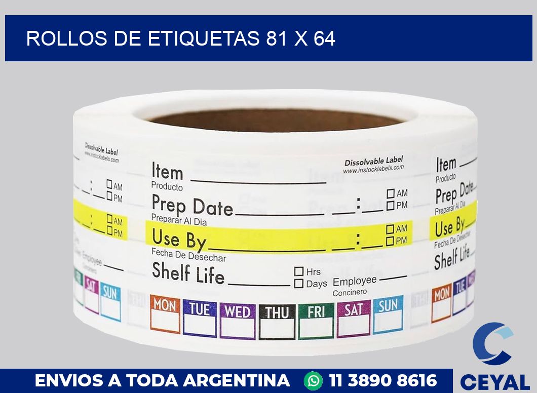 rollos de etiquetas 81 x 64