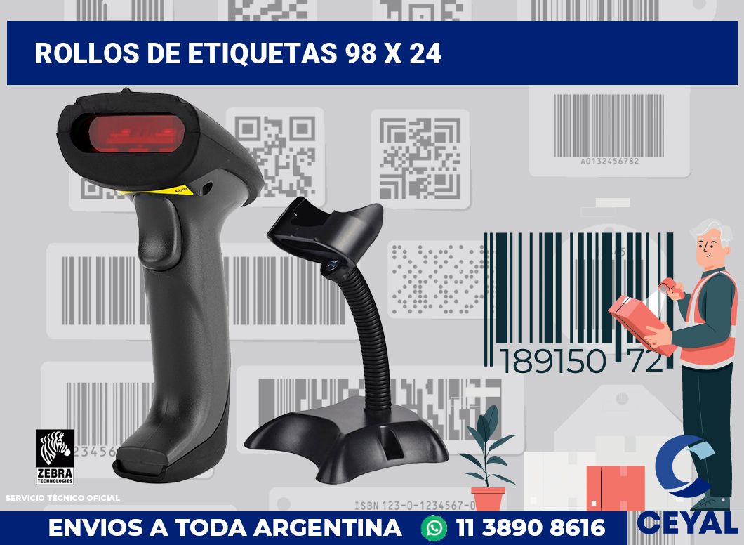 rollos de etiquetas 98 x 24