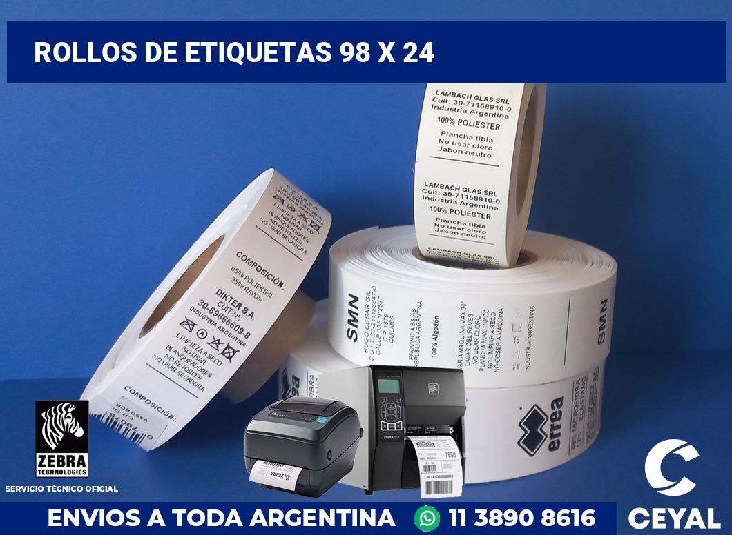 rollos de etiquetas 98 x 24