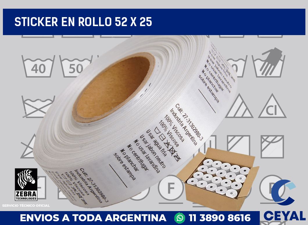 sticker en rollo 52 x 25