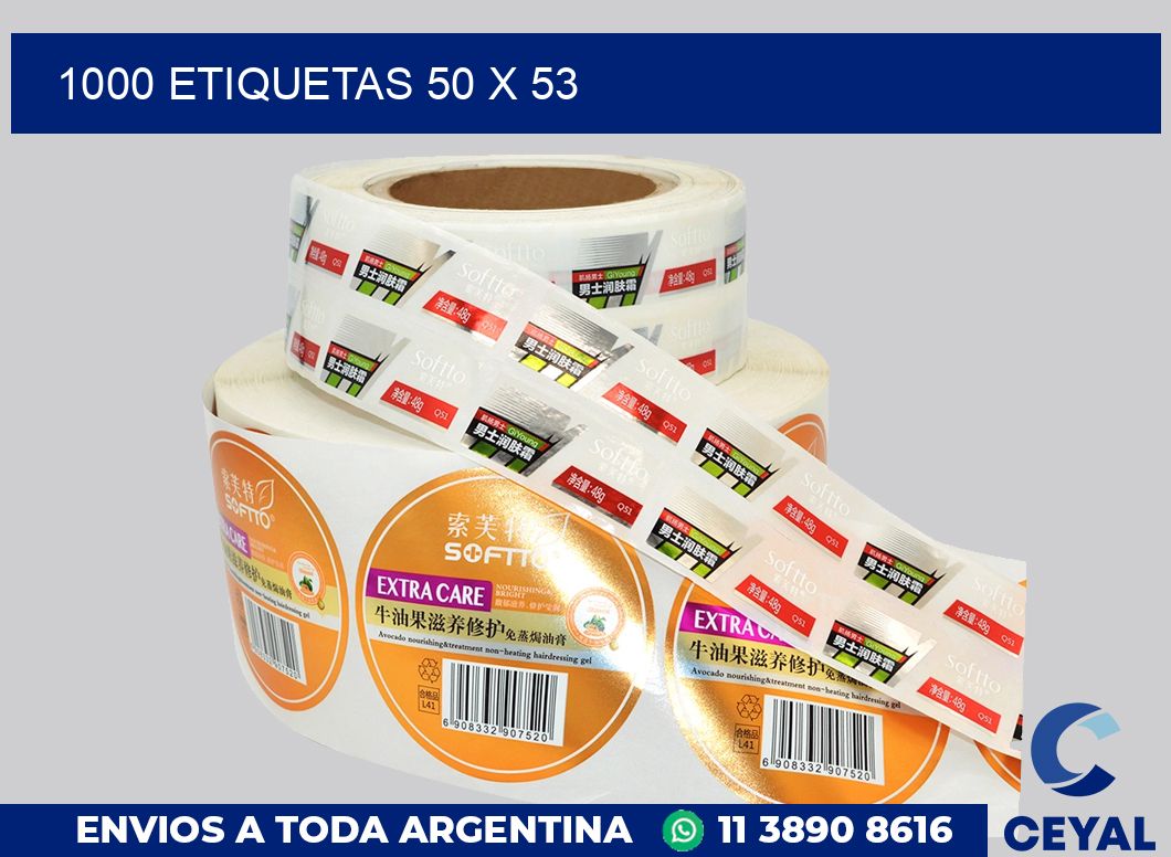 1000 etiquetas 50 x 53