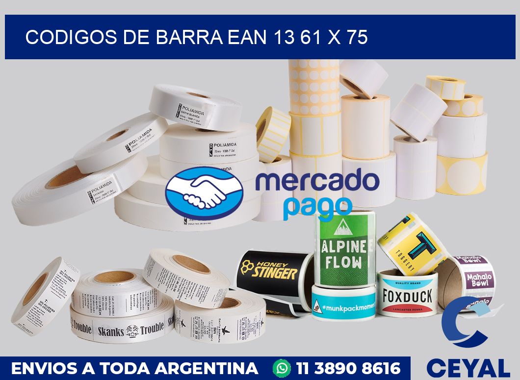 Codigos de barra EAN 13 61 x 75