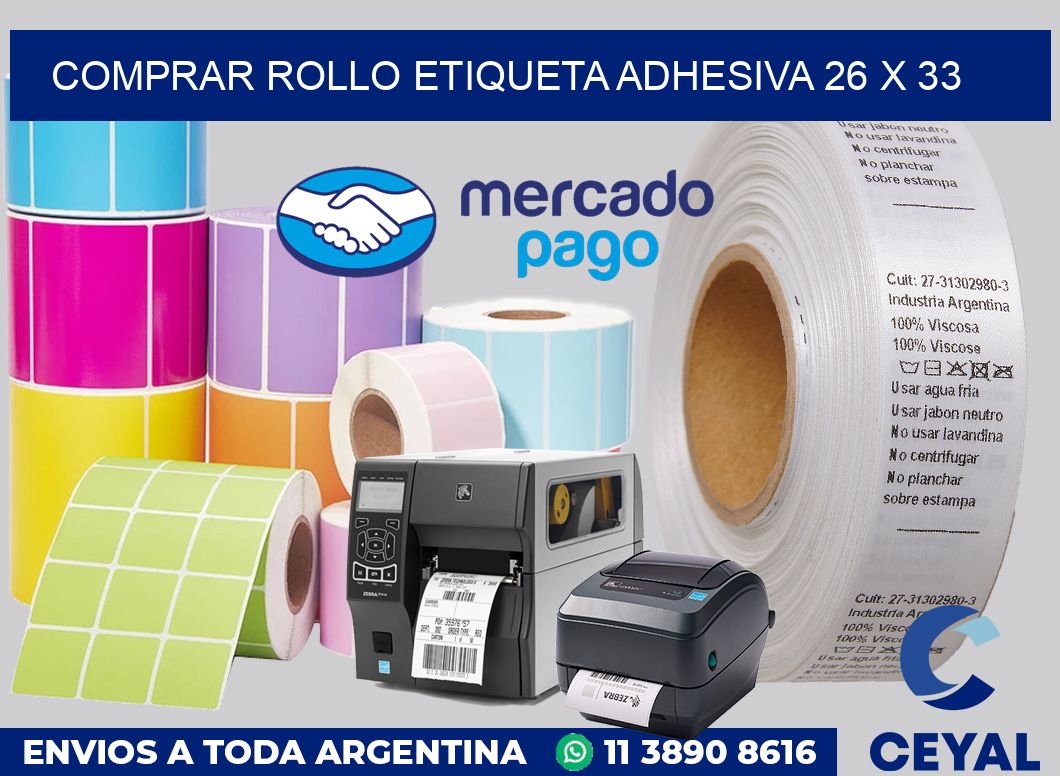 Comprar rollo etiqueta adhesiva 26 x 33