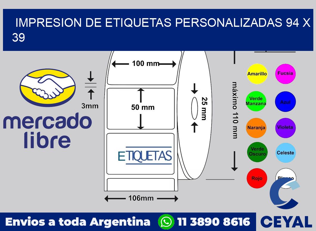 Impresion de etiquetas personalizadas 94 x 39
