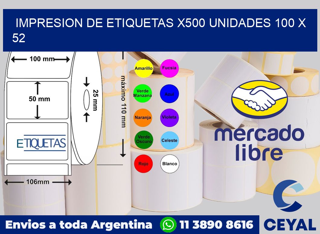 Impresion de etiquetas x500 unidades 100 x 52