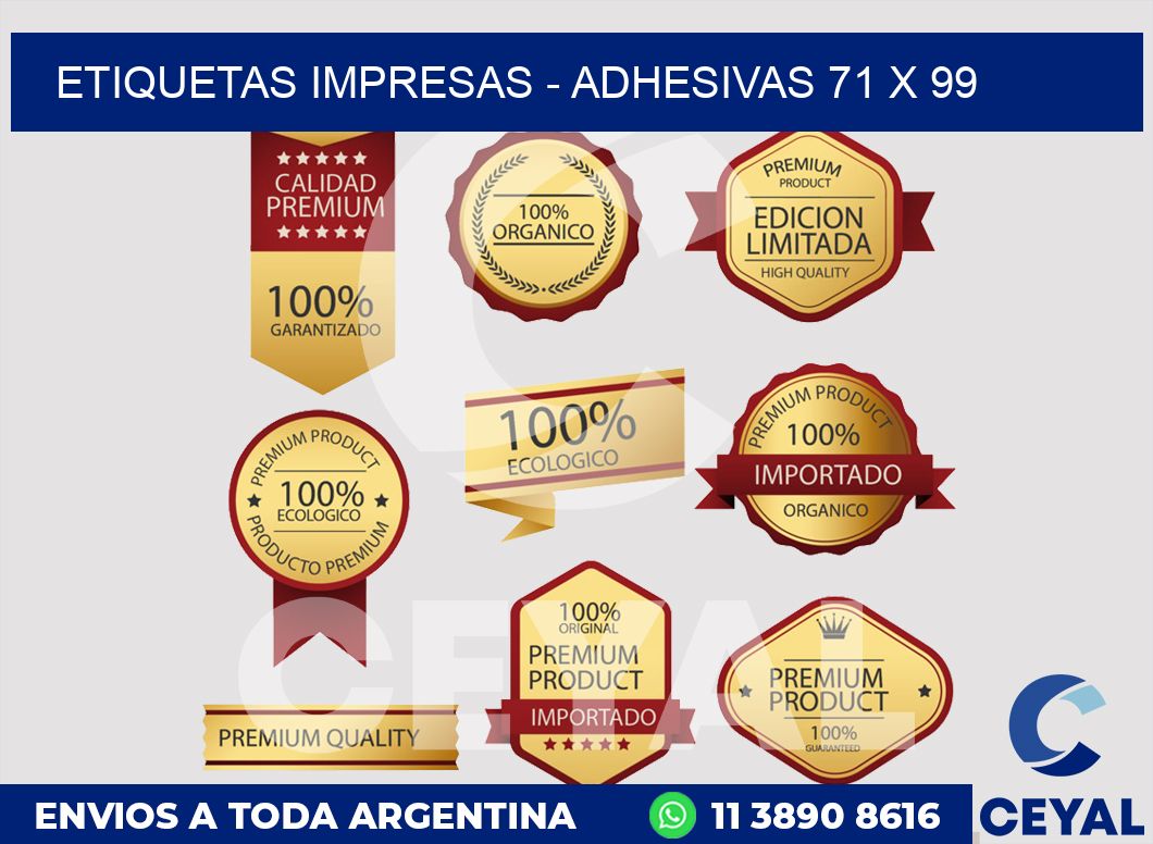 etiquetas impresas - Adhesivas 71 x 99