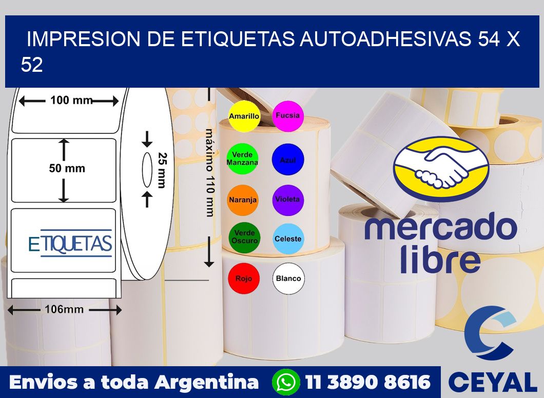 impresion de etiquetas autoadhesivas 54 x 52