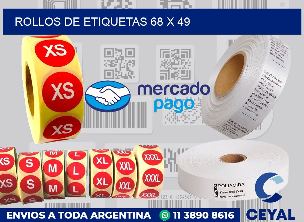 rollos de etiquetas 68 x 49