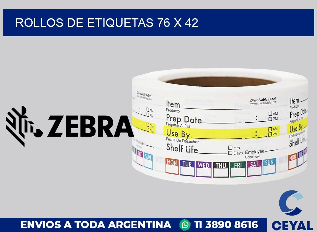 rollos de etiquetas 76 x 42