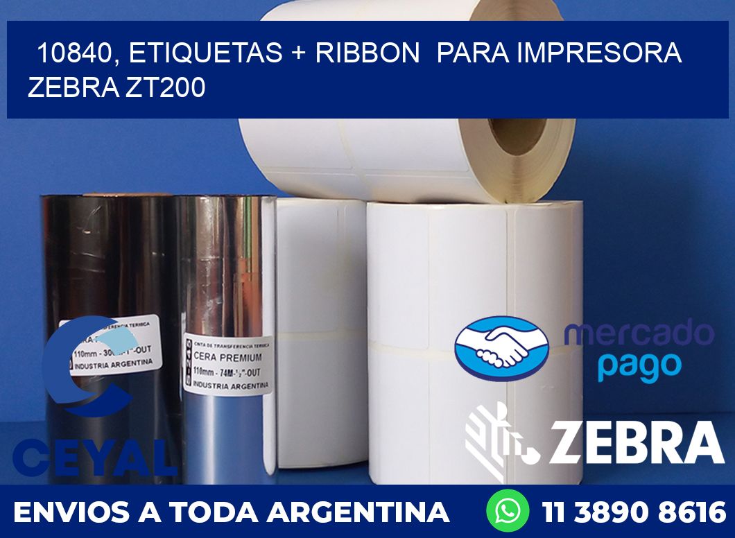 10840, etiquetas + ribbon para impresora zebra ZT200