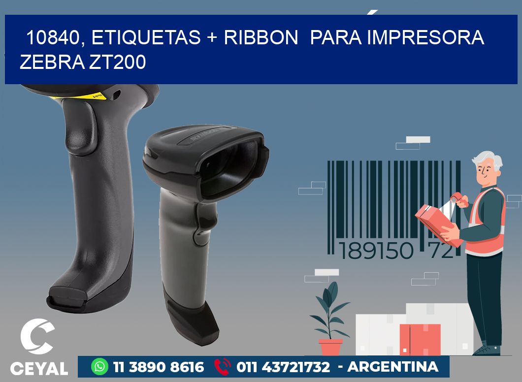 10840, etiquetas + ribbon para impresora zebra ZT200