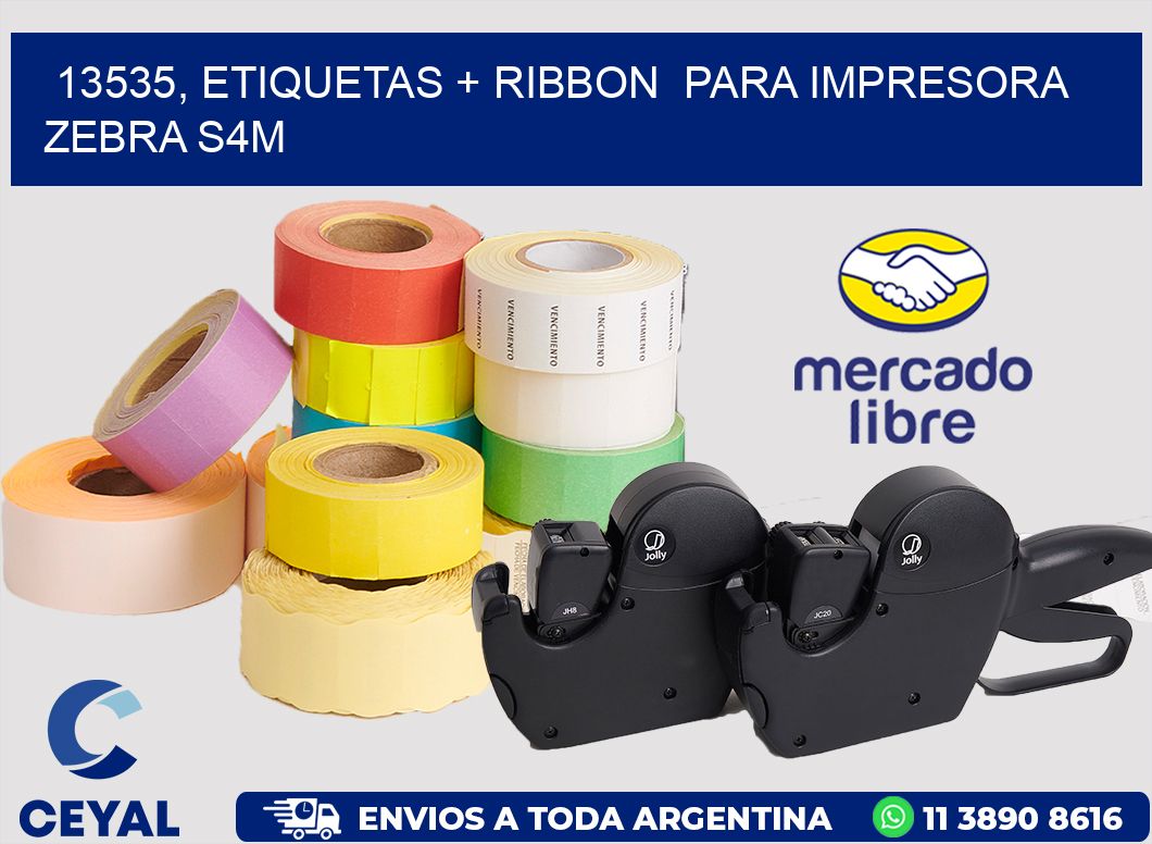 13535, etiquetas + ribbon para impresora zebra S4M