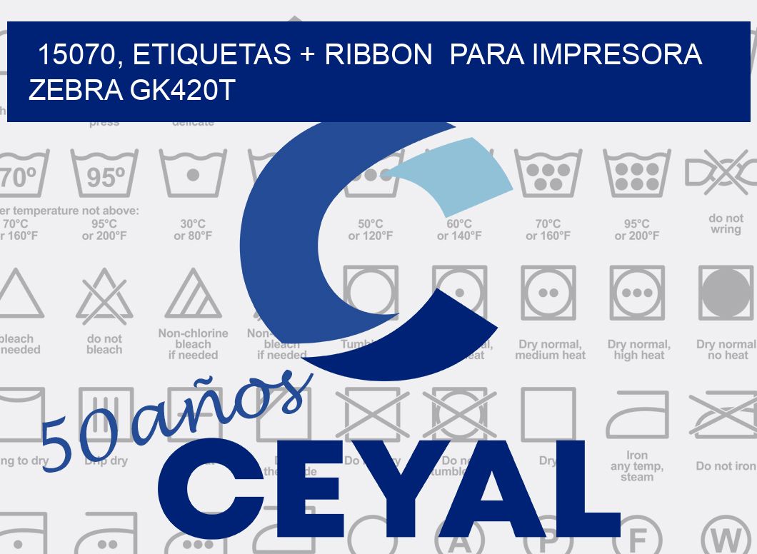 15070, etiquetas + ribbon para impresora zebra GK420T