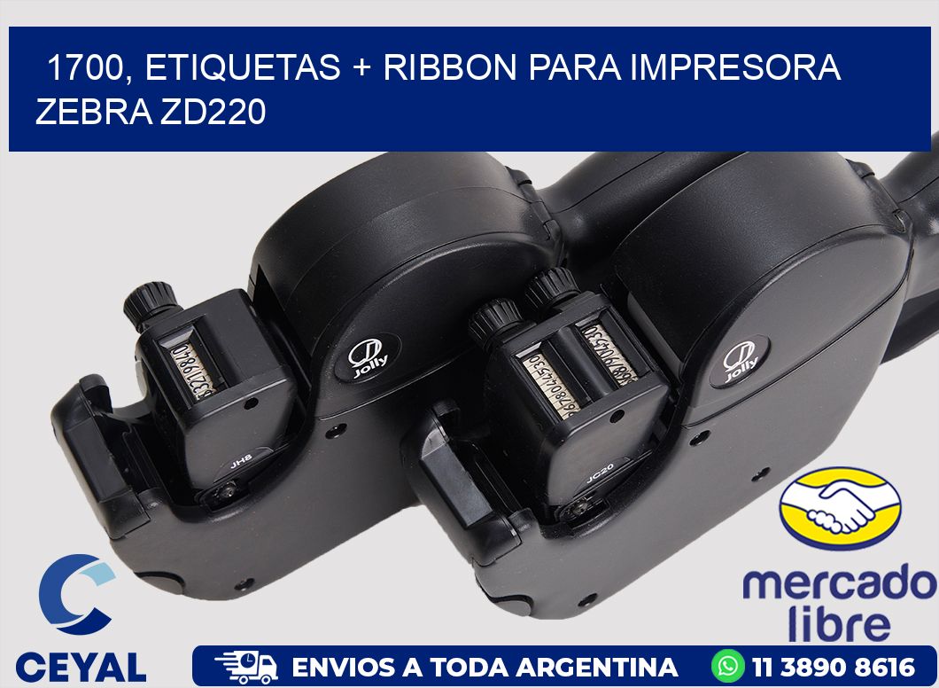 1700, etiquetas + ribbon para impresora zebra zd220