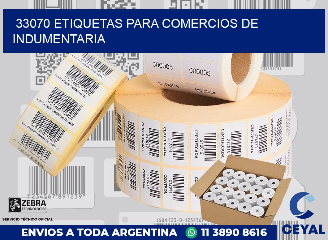 33070 ETIQUETAS PARA COMERCIOS DE INDUMENTARIA