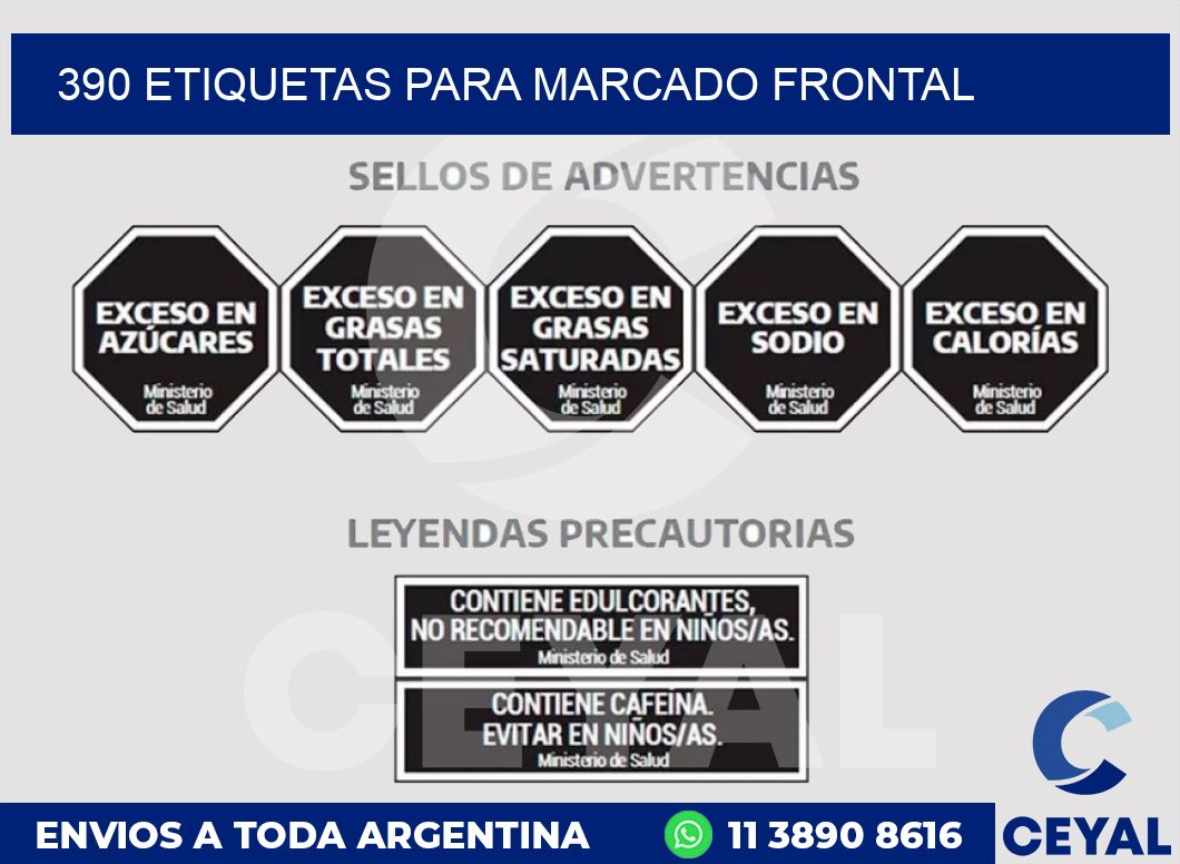 390 ETIQUETAS PARA MARCADO FRONTAL
