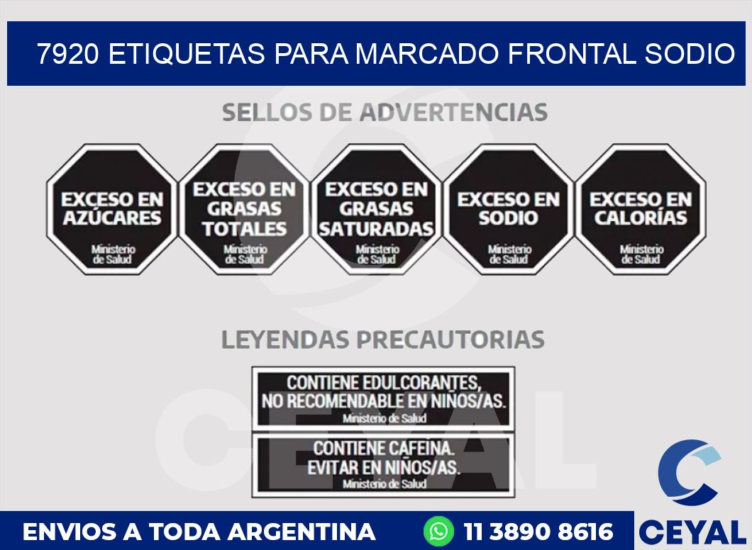 7920 ETIQUETAS PARA MARCADO FRONTAL SODIO