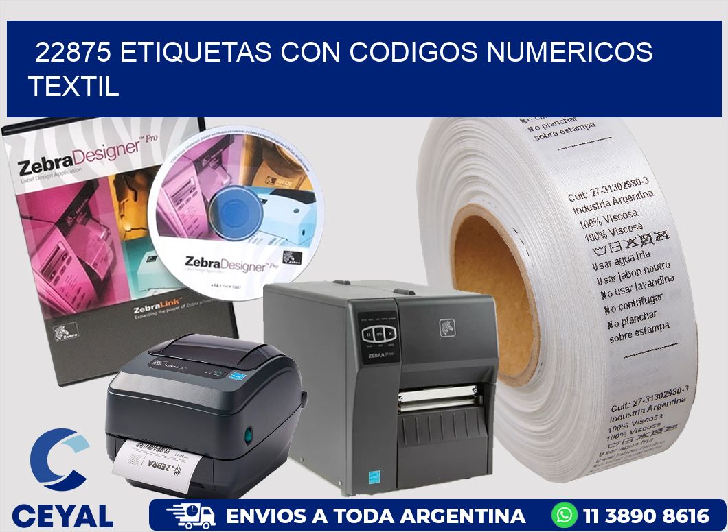 22875 ETIQUETAS CON CODIGOS NUMERICOS TEXTIL