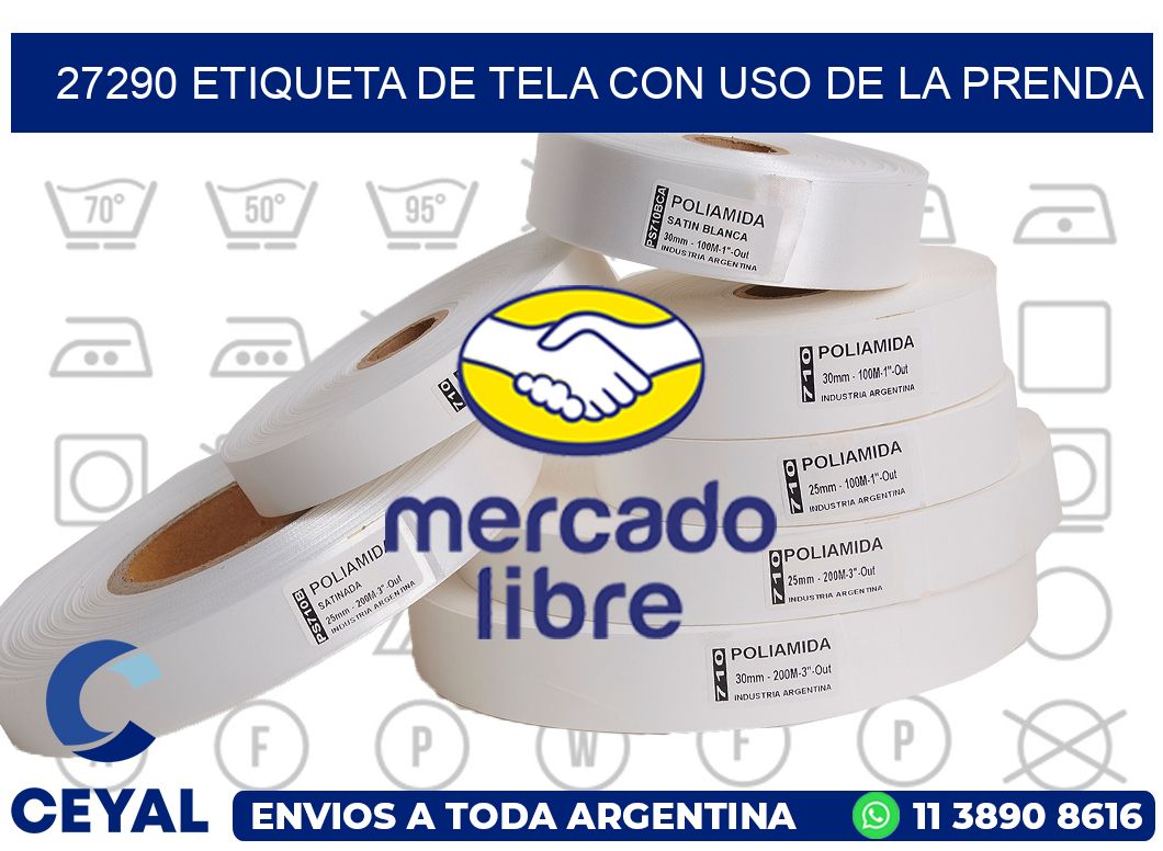 27290 ETIQUETA DE TELA CON USO DE LA PRENDA