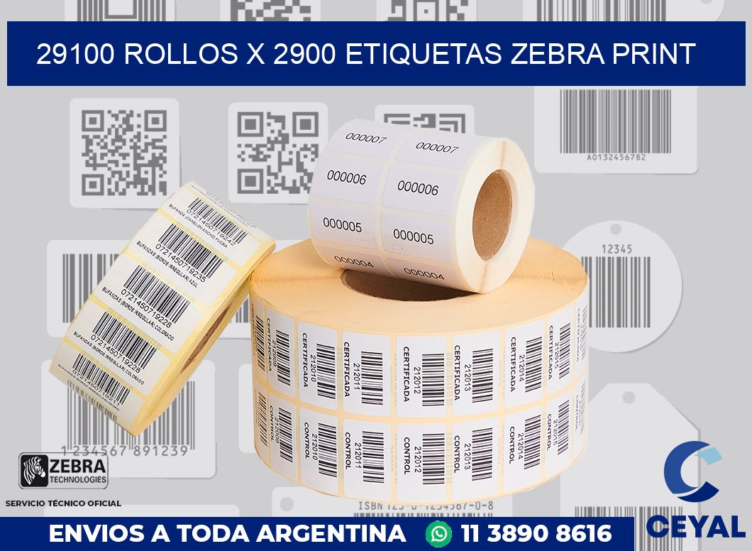 29100 Rollos x 2900 etiquetas zebra print