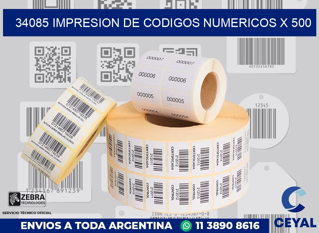 34085 impresion de codigos numericos x 500