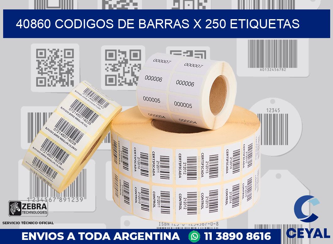 40860 codigos de barras x 250 etiquetas