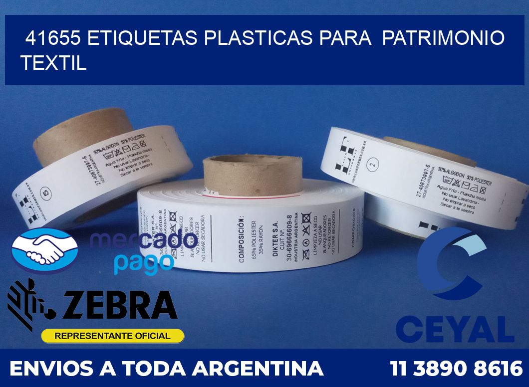 41655 ETIQUETAS PLASTICAS PARA PATRIMONIO TEXTIL