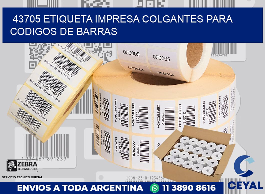 43705 ETIQUETA IMPRESA COLGANTES PARA CODIGOS DE BARRAS