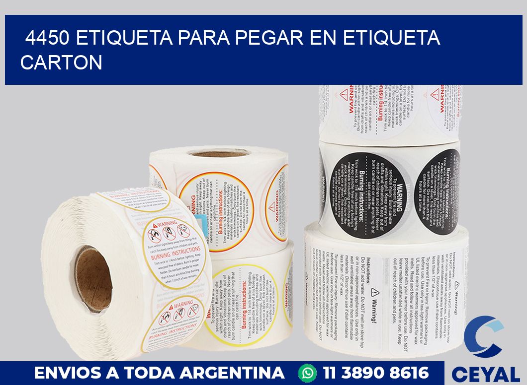 4450 ETIQUETA PARA PEGAR EN ETIQUETA CARTON