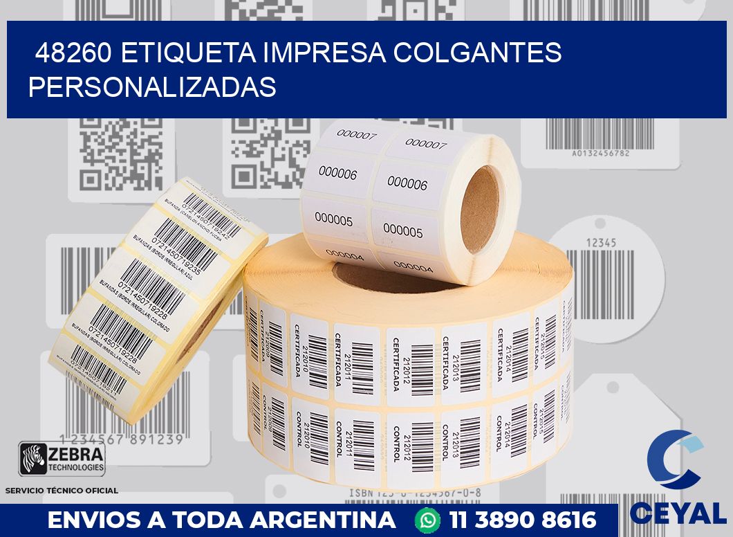 48260 ETIQUETA IMPRESA COLGANTES PERSONALIZADAS