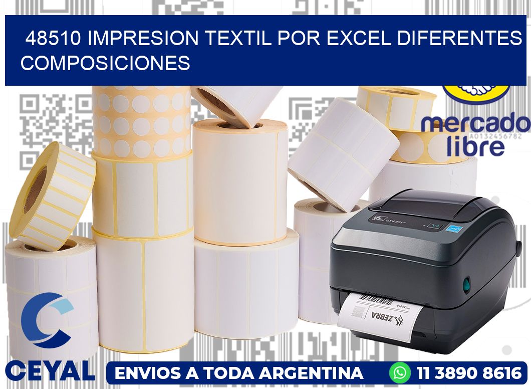 48510 IMPRESION TEXTIL POR EXCEL DIFERENTES COMPOSICIONES