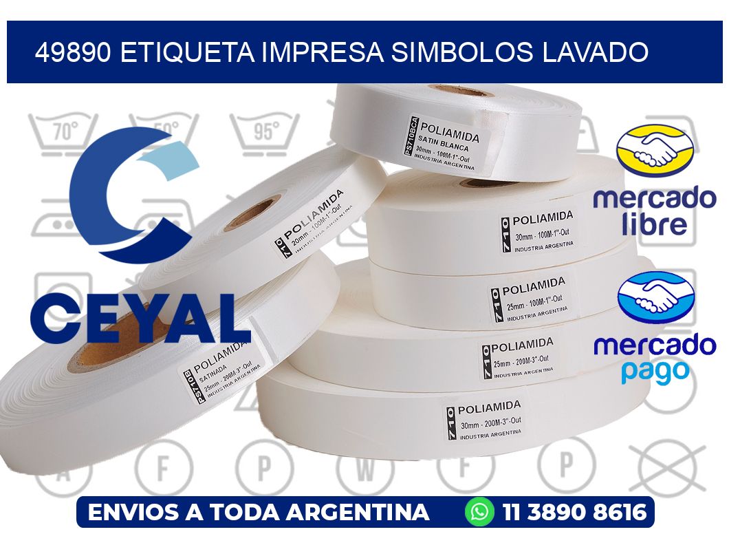 49890 ETIQUETA IMPRESA SIMBOLOS LAVADO