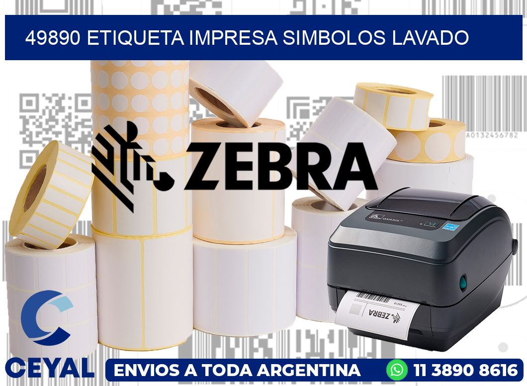 49890 ETIQUETA IMPRESA SIMBOLOS LAVADO