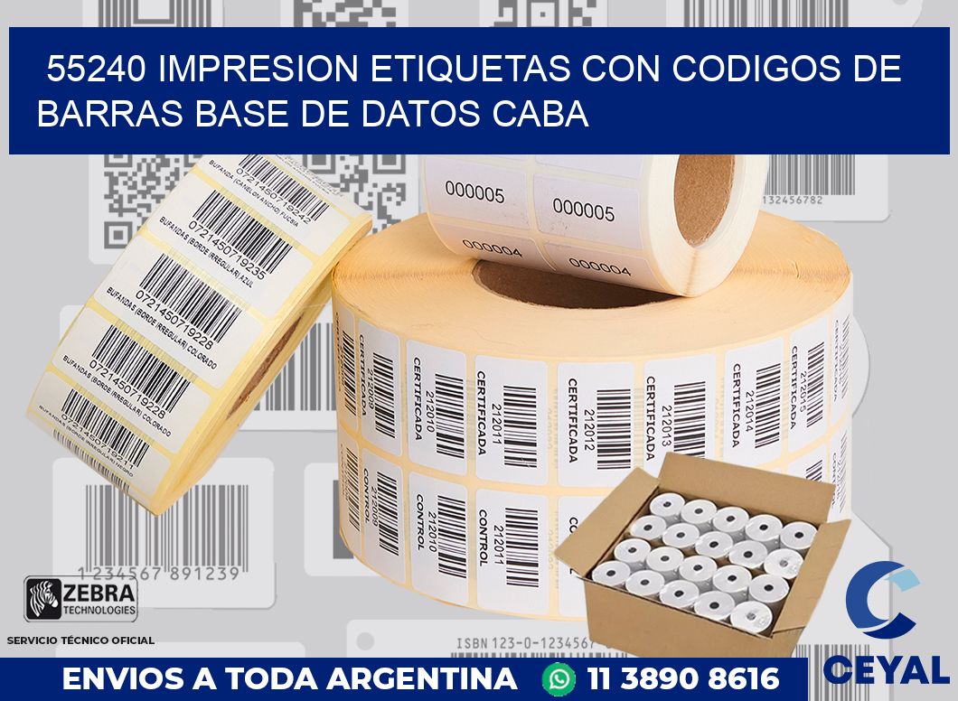 55240 IMPRESION ETIQUETAS CON CODIGOS DE BARRAS BASE DE DATOS CABA