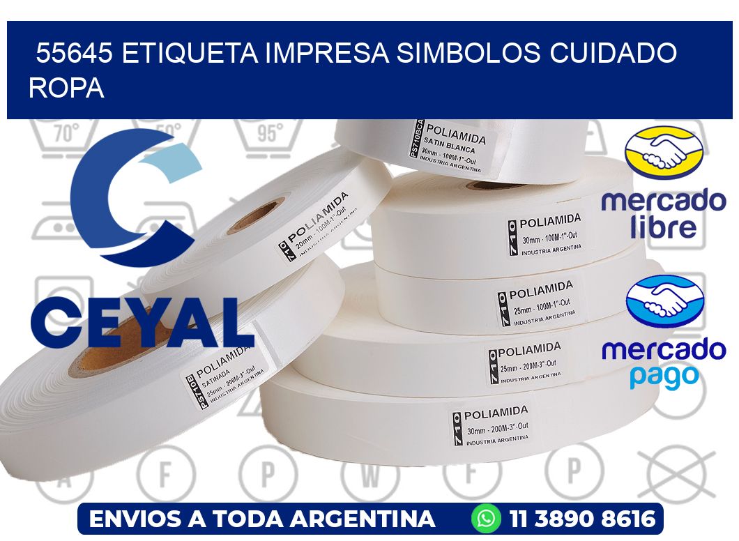 55645 ETIQUETA IMPRESA SIMBOLOS CUIDADO ROPA