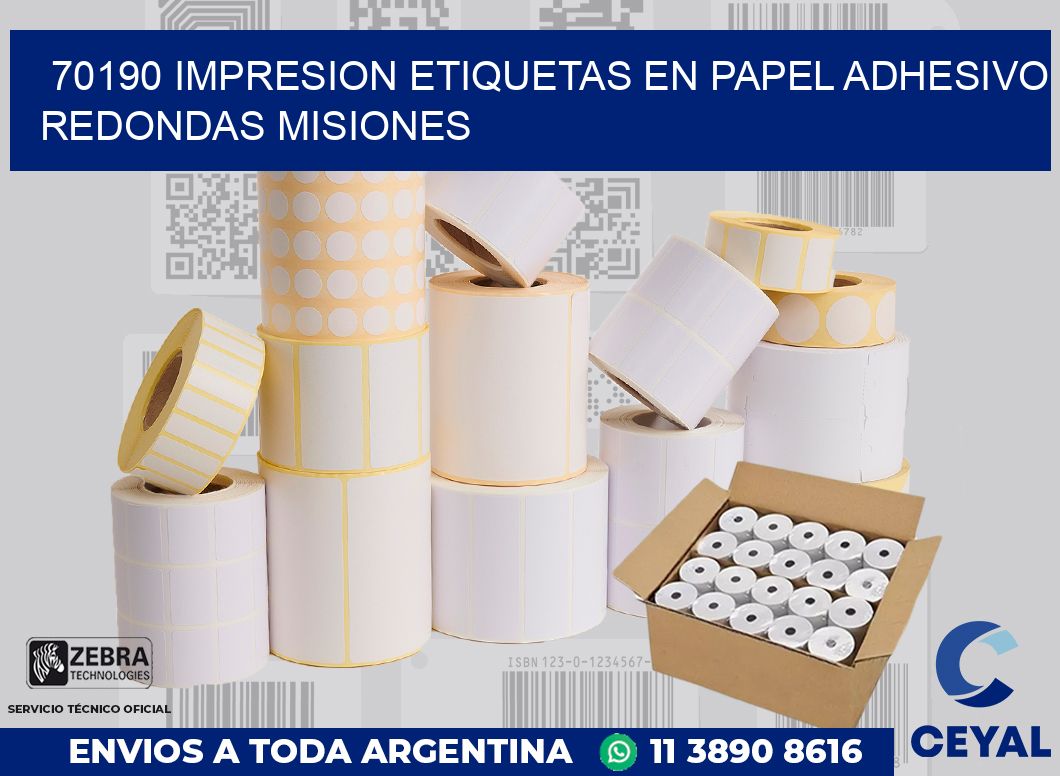 70190 IMPRESION ETIQUETAS EN PAPEL ADHESIVO REDONDAS MISIONES