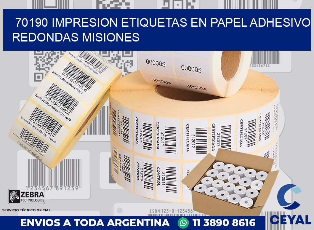 70190 IMPRESION ETIQUETAS EN PAPEL ADHESIVO REDONDAS MISIONES
