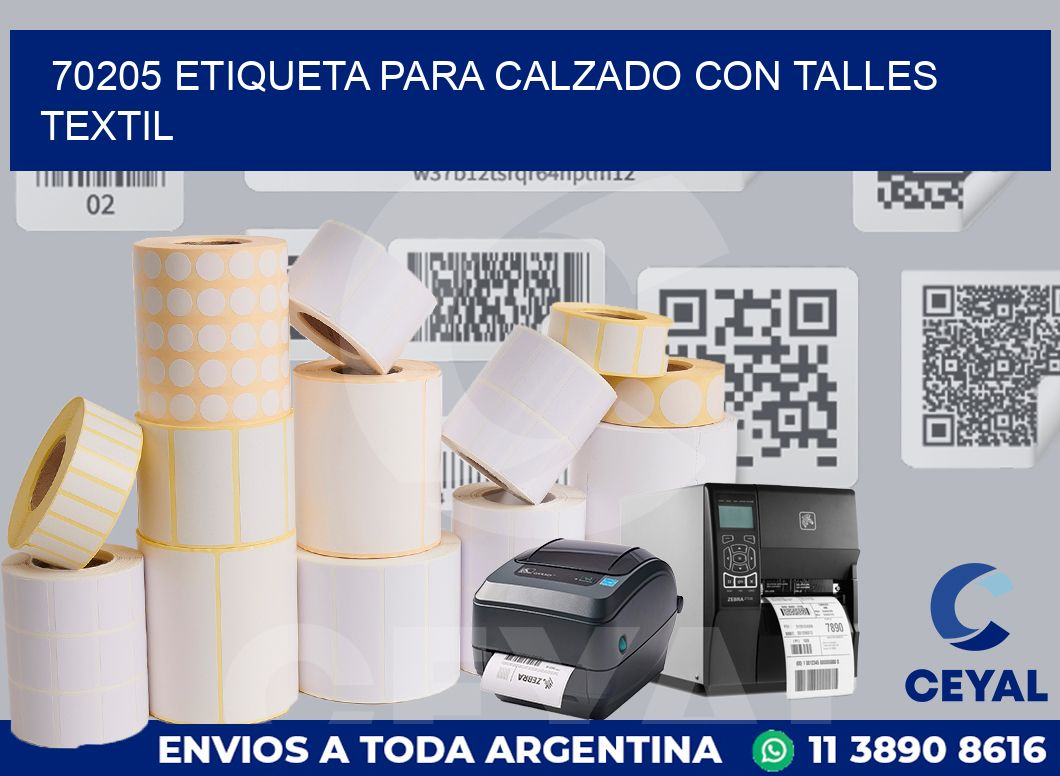 70205 ETIQUETA PARA CALZADO CON TALLES TEXTIL