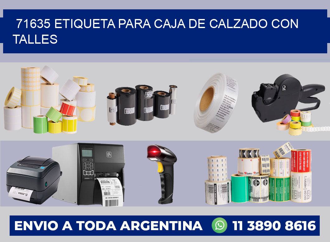 71635 ETIQUETA PARA CAJA DE CALZADO CON TALLES