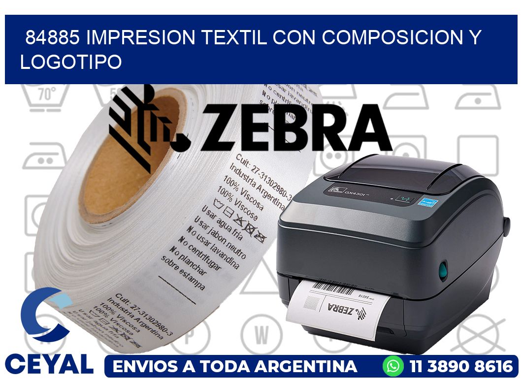 84885 IMPRESION TEXTIL CON COMPOSICION Y LOGOTIPO