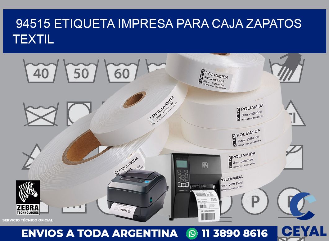 94515 ETIQUETA IMPRESA PARA CAJA ZAPATOS TEXTIL