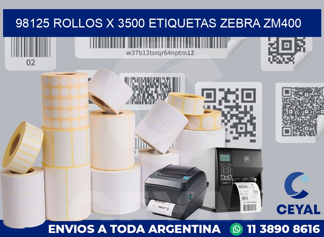 98125 Rollos x 3500 etiquetas zebra zm400
